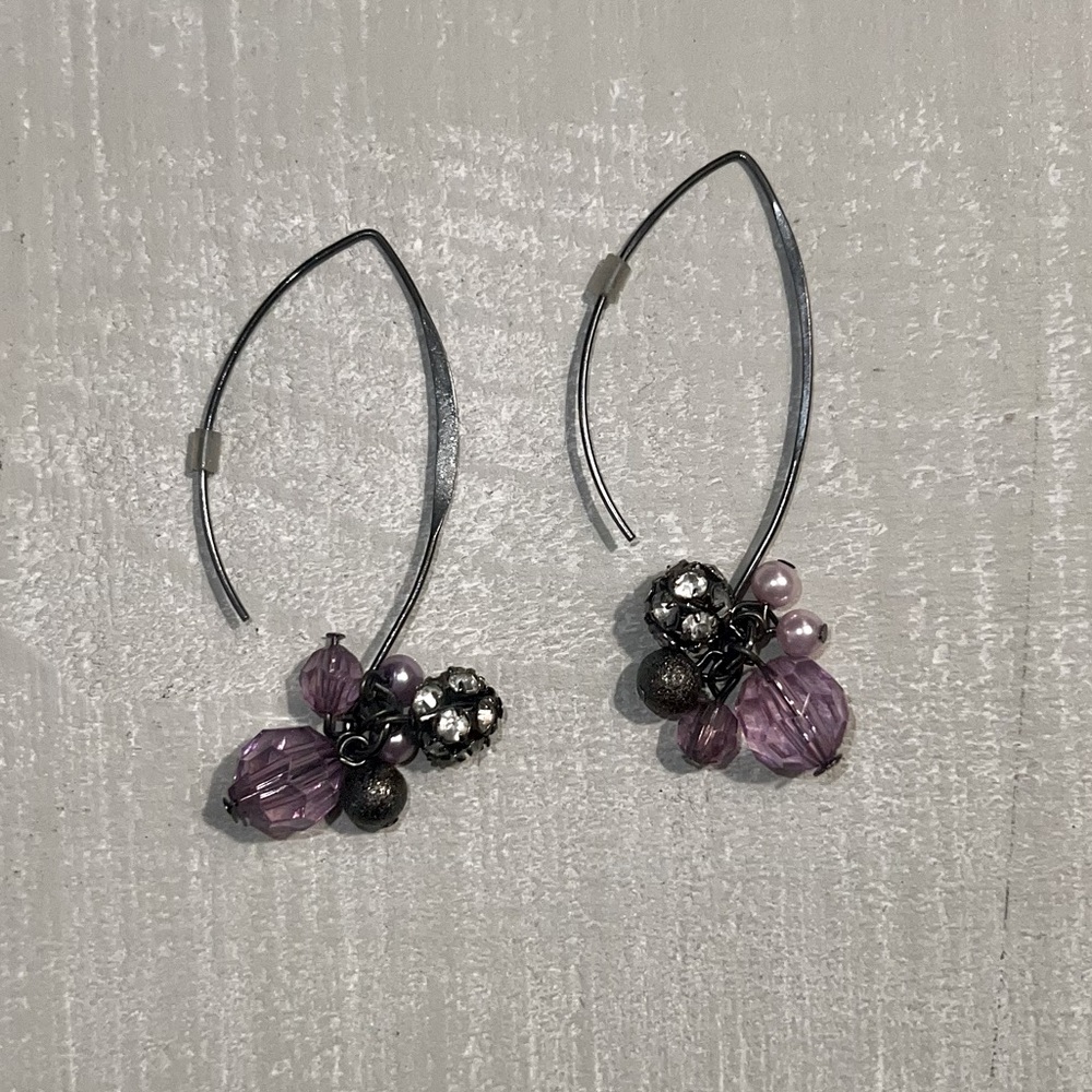 Purple dangly earrings